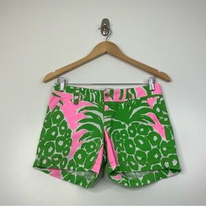 Lilly Pulitzer Pink/Green Pout Flamenco Pineapple Callahan Shorts. Size 00.